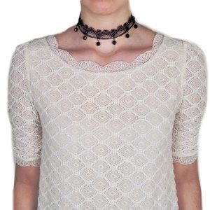 Cream Lolita Lace Ivory Kawaii Top XXS S Vintage